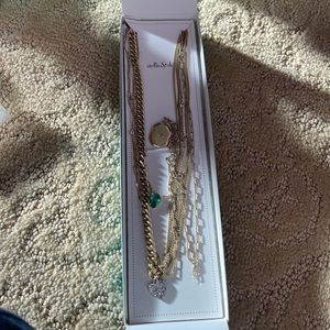 Stella & Dot triple chain necklace with pave heart